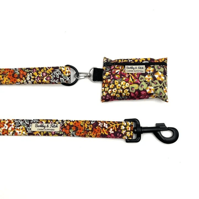 Barkley & Fetch - Orange Ditsy Floral - Poop Bag Holder 