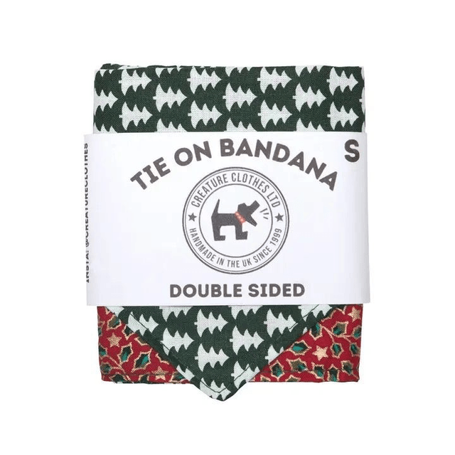 Tie On Dog Bandana - Christmas Trees & Holly
