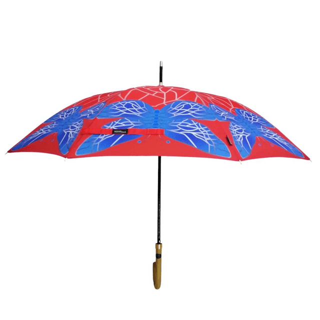 SOAKE Storm King Walking Stick Umbrella - Stained Glass Butterfly