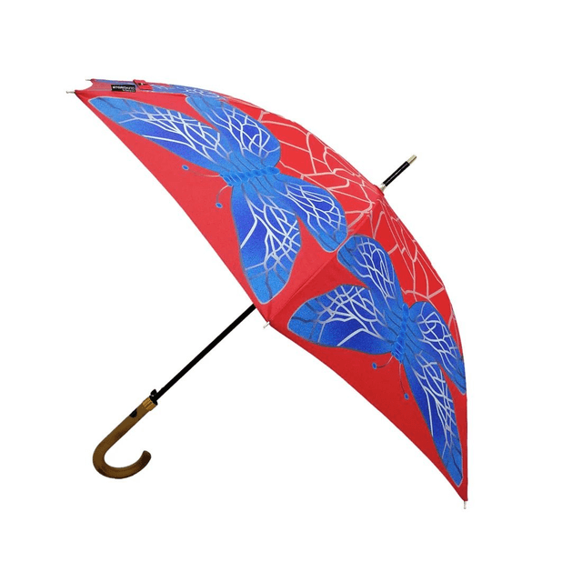 SOAKE Storm King Walking Stick Umbrella - Stained Glass Butterfly