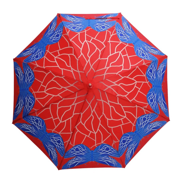 SOAKE Storm King Walking Stick Umbrella - Stained Glass Butterfly