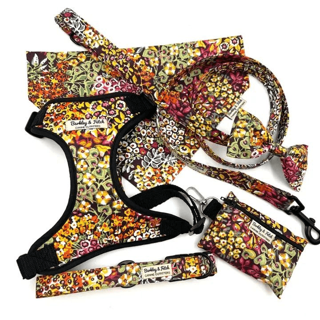 Barkley & Fetch - Orange Ditsy Floral - Harness