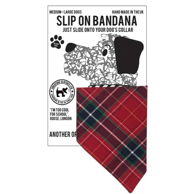 Slip On Dog Bandana - Red Tartan