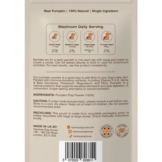 Hackney Dog House - Pumpkin Puree Powder