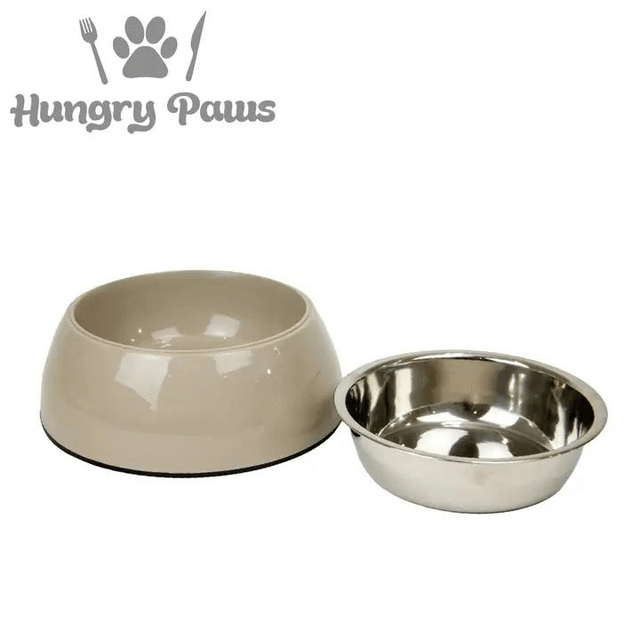 Hungry Paws Double Wall Insulated Dog Bowl - Oatmeal