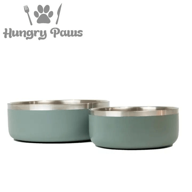 Hungry Paws Double Wall Insulated Dog Bowl - Green  