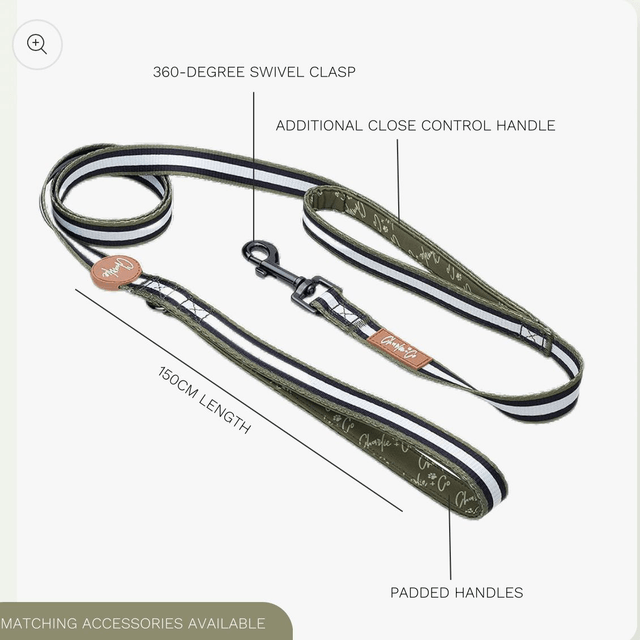 Charlie & Co - Barky Khaki - Dual Handle Lead 