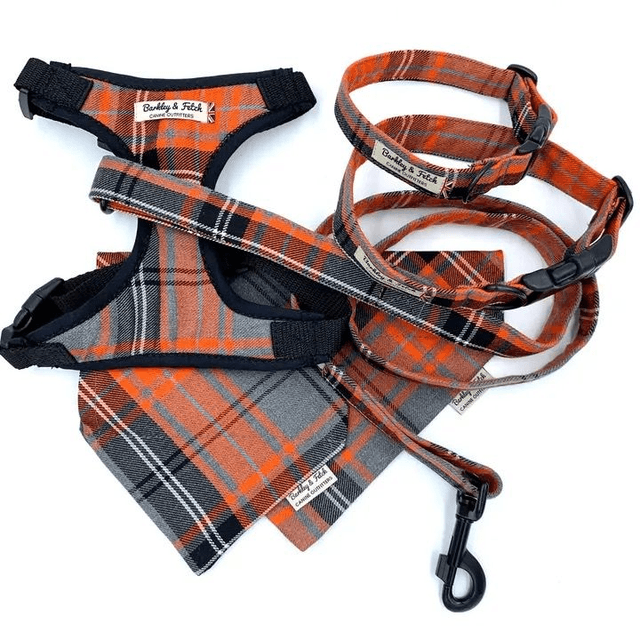 Barkley & Fetch - Orange & Grey Tartan - Lead