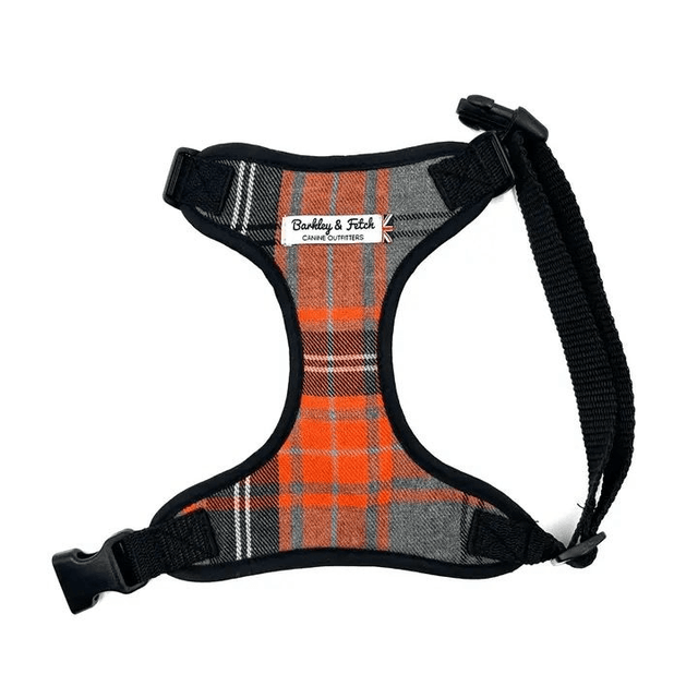 Barkley &amp; Fetch - Orange &amp; Grey Tartan - Harness
