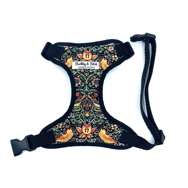 Barkley &amp; Fetch - Black Strawberry Thief - Harness 